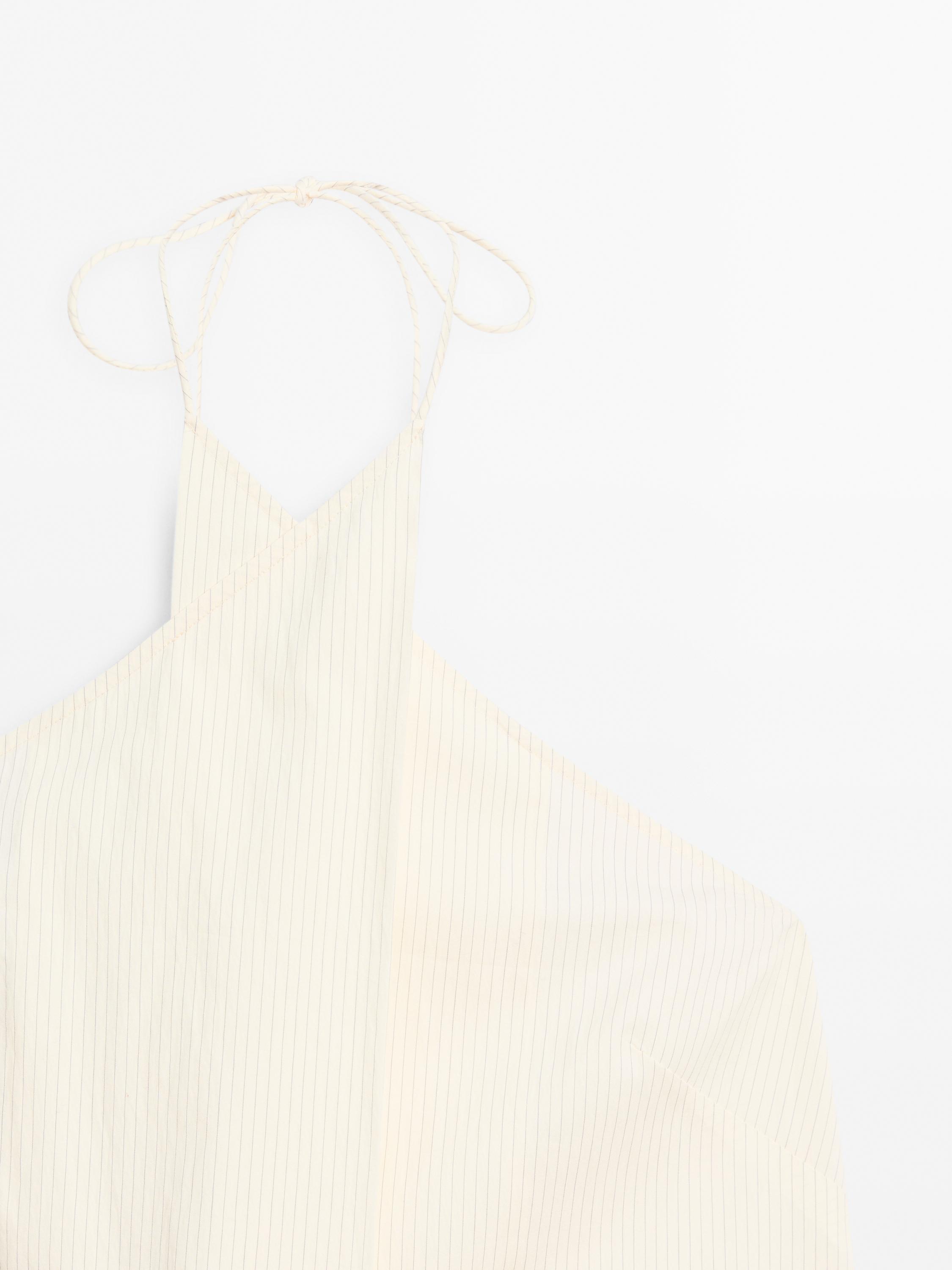 Striped cotton blend halter top